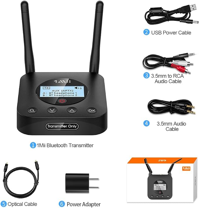 1Mii B06TX+ Long Range Bluetooth 5.2 Transmitter