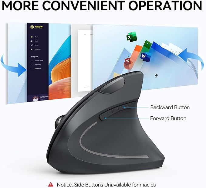 TECKNET Ergonomic Mouse, Wireless Bluetooth Vertical Mouse, 4800 DPI Optical