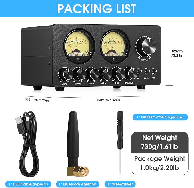 Douk Audio 5 Band Equalizer Bluetooth EQ Preamp