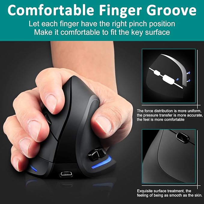 TRELC Wireless Mouse Tri-Mode, Ergonomic Vertical Mouses