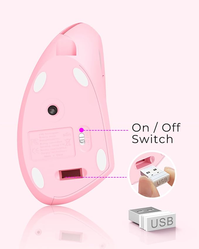 Lekvey Ergonomic Mouse, Vertical Wireless Mouse, Rechargeable 2.4 GHz USB