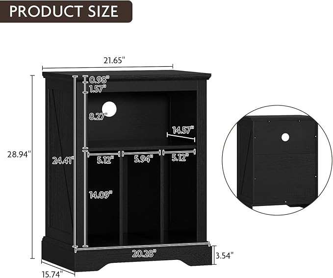 Farmhouse Record Player Stand, 3 Tier Turntable Stand
