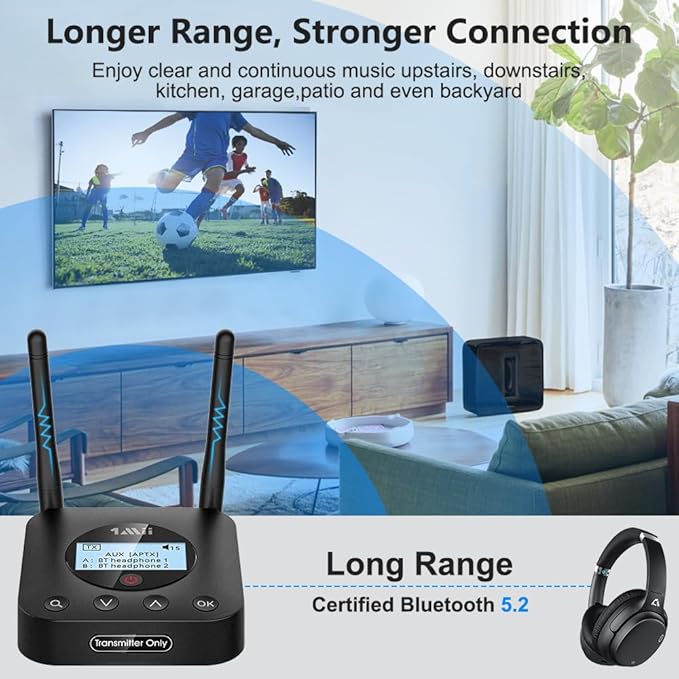 1Mii B06TX+ Long Range Bluetooth 5.2 Transmitter