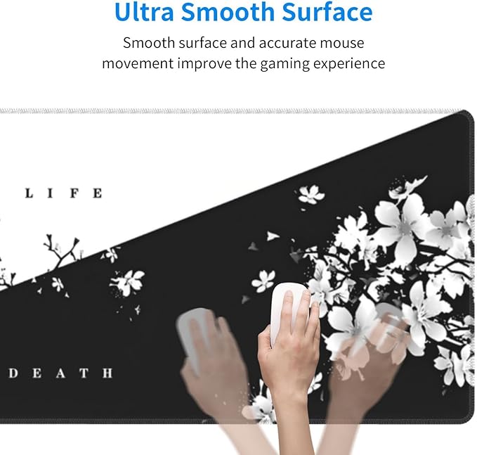 Japanese Life Death Keyboard Mat, Japanese Sakura Pagoda Sun Mouse Pad