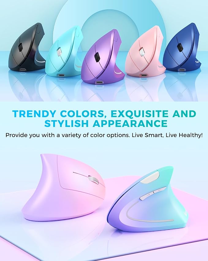 Lekvey Ergonomic Mouse, Vertical Wireless Mouse, Rechargeable 2.4G Optical