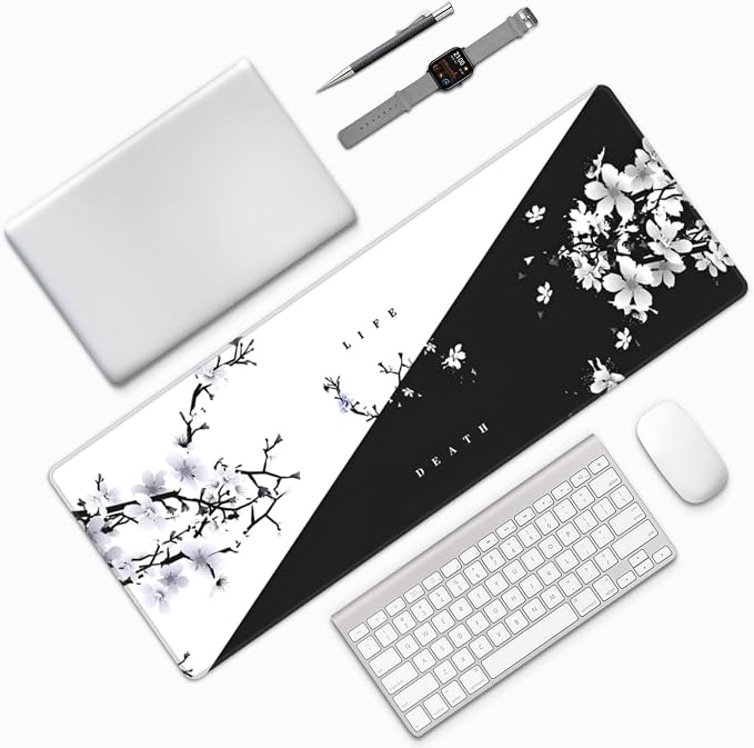 Japanese Life Death Keyboard Mat, Japanese Sakura Pagoda Sun Mouse Pad
