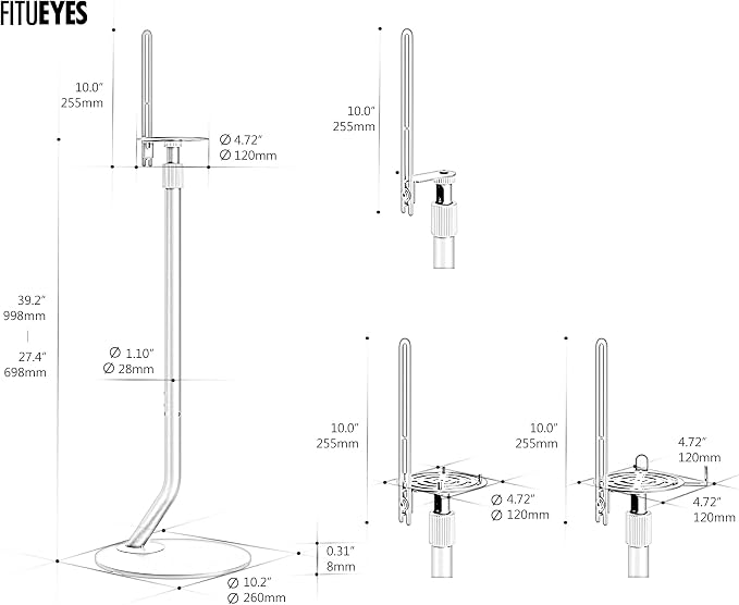 FITUEYES Design Universal Speaker Stand, Adjustable Height Speaker Stands Pair