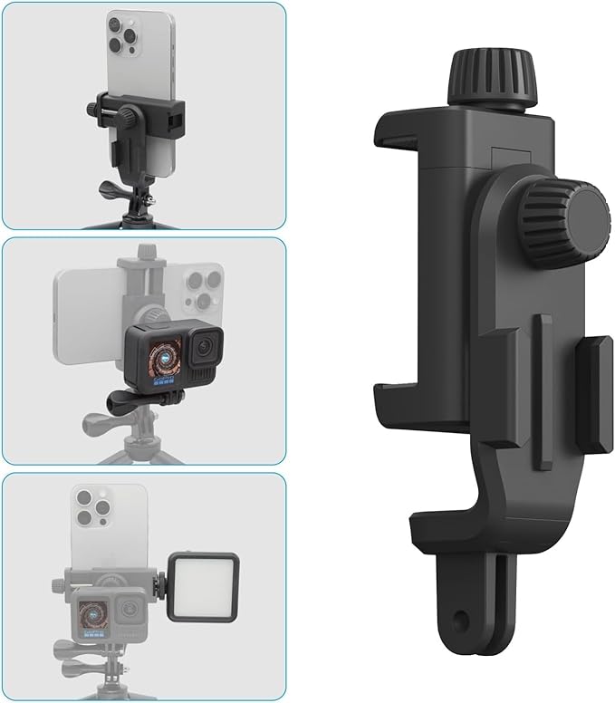 Suptig Phone Holder for Tripod, Action Camera Tripod Mount Adapter Compatible