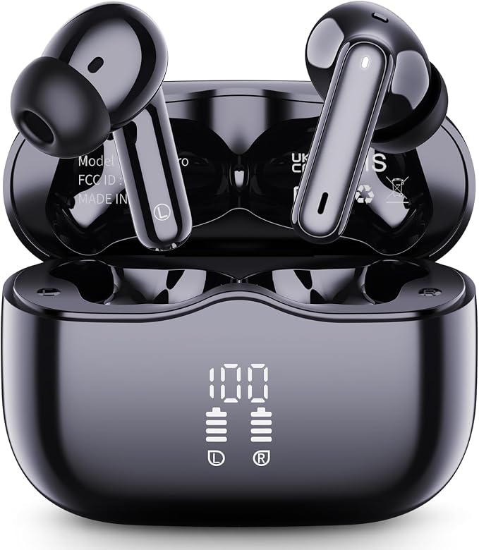 Wireless Earbuds, New Wireless Earphones HiFi Stereo Deep Bass 40H Playtime