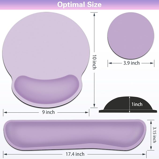 Mouse Pad with Wrist Rest Set, 3-in-1 Wrist Support Mousepad Set, Gaming Mat