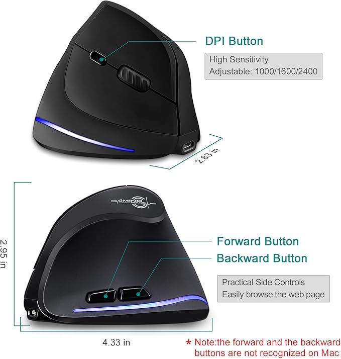 TRELC Wireless Mouse Tri-Mode, Ergonomic Vertical Mouses