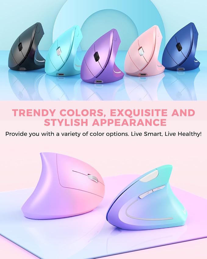 Lekvey Ergonomic Mouse, Vertical Wireless Mouse, Rechargeable 2.4 GHz USB