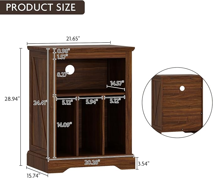 Farmhouse Record Player Stand, 3 Tier End Table, Turntable Stand