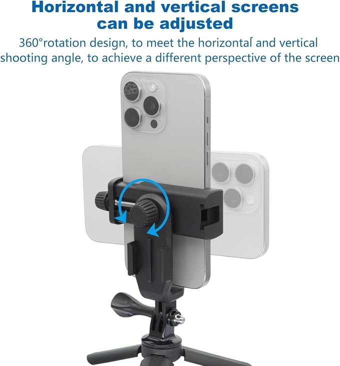 Suptig Phone Holder for Tripod, Action Camera Tripod Mount Adapter Compatible