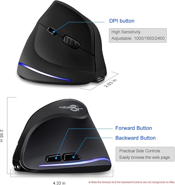 TRELC Ergonomic Mouse, 2.4G Wireless Vertical Optical Mouse