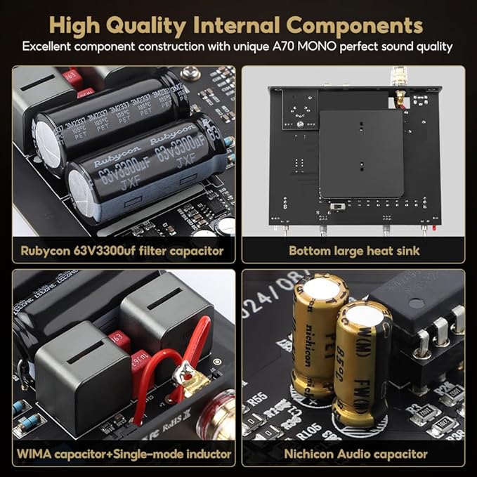 AIYIMA A70 Mono Amplifier with PFFB Home Audio Receiver, TPA3255 Class D Amp