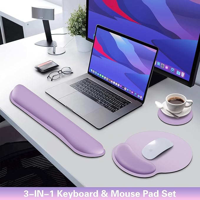 Mouse Pad with Wrist Rest Set, 3-in-1 Wrist Support Mousepad Set, Gaming Mat