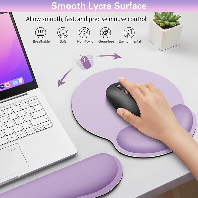 Mouse Pad with Wrist Rest Set, 3-in-1 Wrist Support Mousepad Set, Gaming Mat