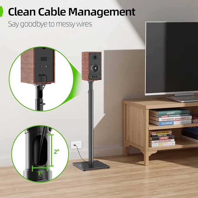 USX MOUNT Bookshelf Speaker Stands Pair, Height Adjustable Extends 32-42 inch