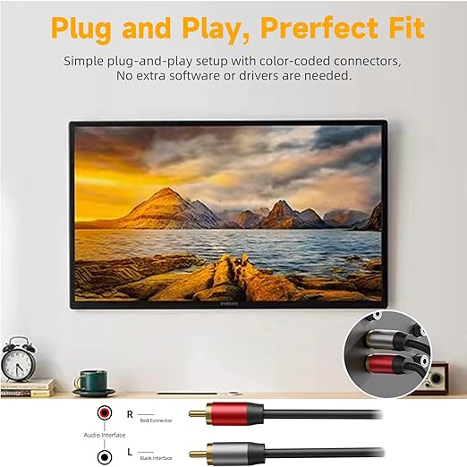 2RCA to 2RCA Cable 4.9FT, Hi-Fi Systems, Car Audio, Gaming Consoles