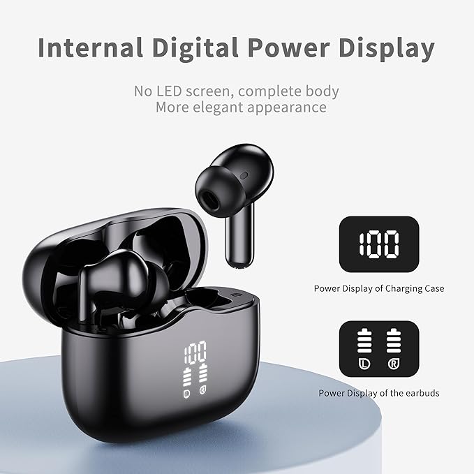 Wireless Earbuds, New Wireless Earphones HiFi Stereo Deep Bass 40H Playtime