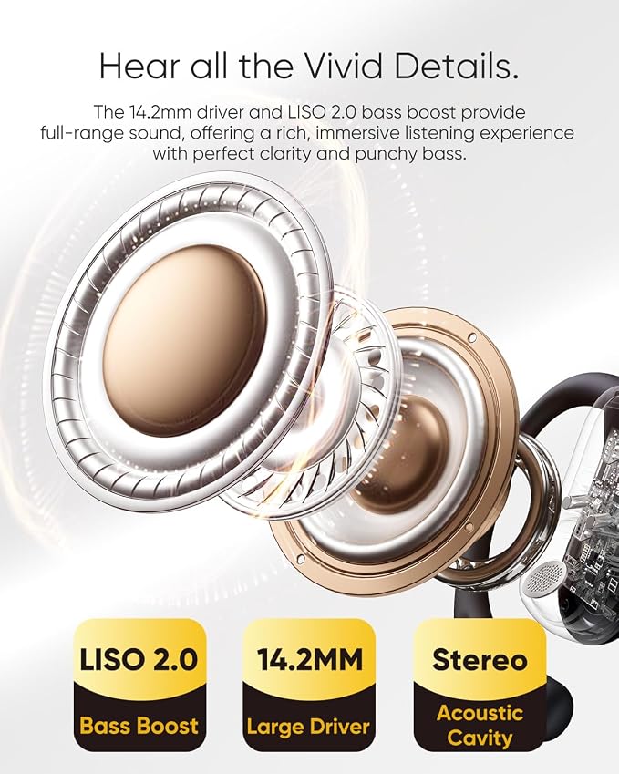 Open Ear Headphones, 0.28oz Lightweight Next-Gen Bluetooth 5.4 Air Conduction