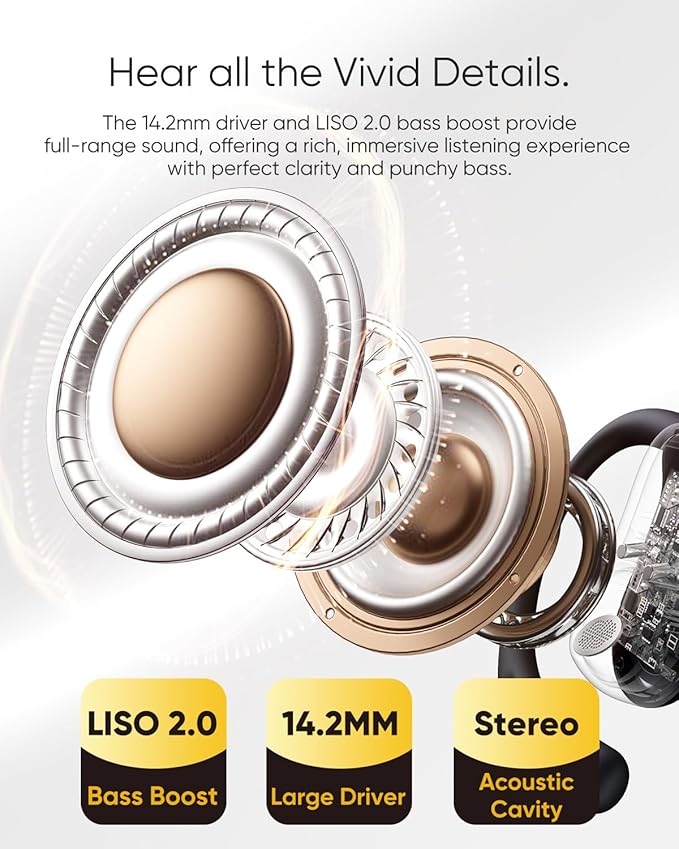 Open Ear Headphones, 0.28oz Lightweight Next-Gen Bluetooth 5.4 Air Conduction