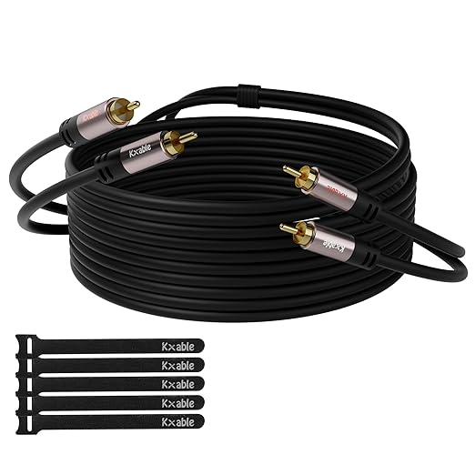 RCA Cable 100FT, 2RCA Male to 2RCA Male Stereo Audio Cable, 【Oxygen-Free Copper