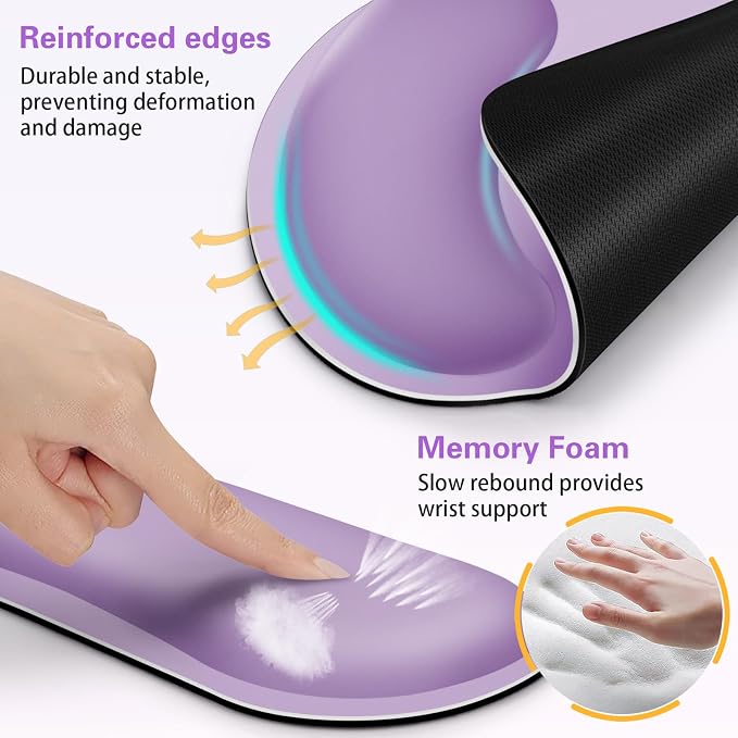 Mouse Pad with Wrist Rest Set, 3-in-1 Wrist Support Mousepad Set, Gaming Mat