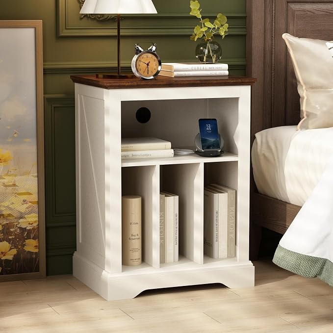 Farmhouse Record Player Stand, 3 Tier End Table, Turntable Stand