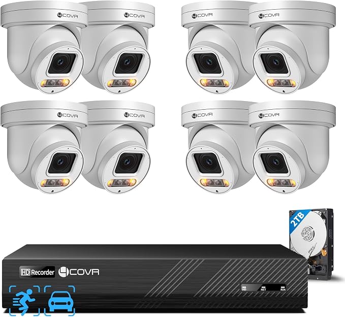 4COVR PoE PTZ Security Camera System 8 Channel 4K, 8X 8MP IP PTZ Camera Two Way