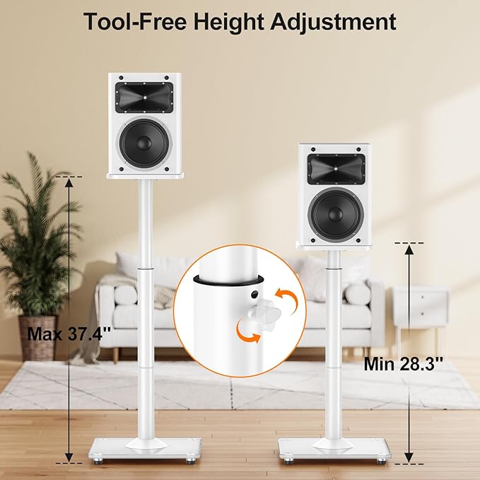 ELIVED Universal Speaker Stands Height Adjustable 28"-37.4", Bookshelf Speaker