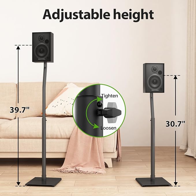 USX MOUNT Universal Speaker Stands, Height Adjustable Extend 30.0" to 39.1"