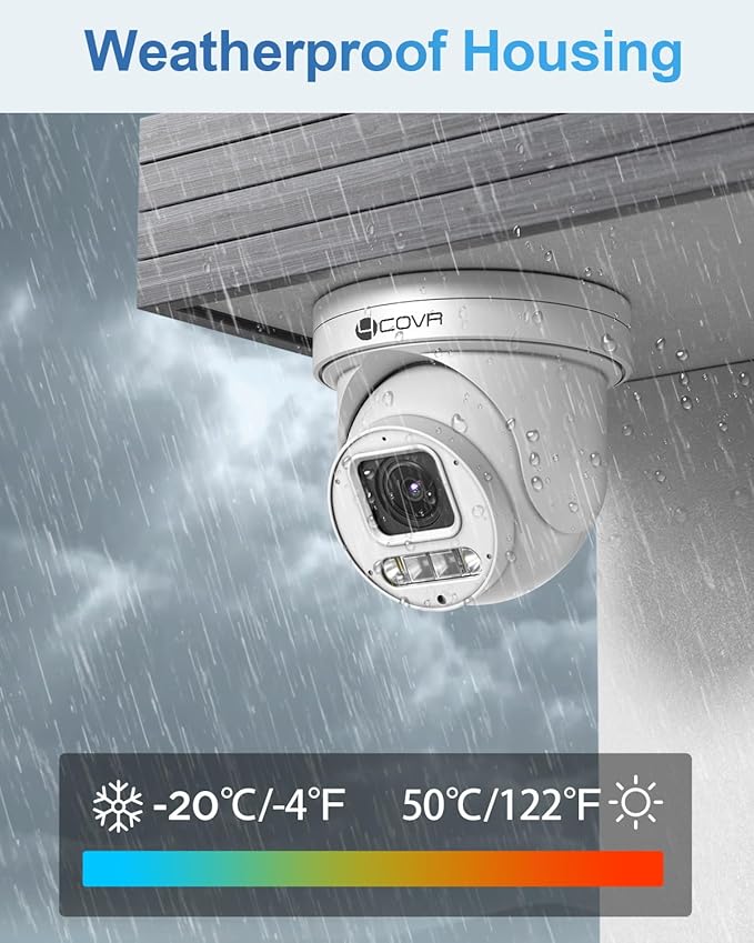 4COVR PoE PTZ Security Camera System 8 Channel 4K, 8X 8MP IP PTZ Camera Two Way