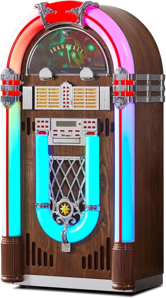 Arkrocket Saturn V Full Size Jukebox Vinyl Record Player Bluetooth USB SD CD