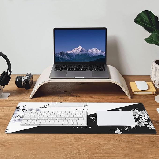 Japanese Life Death Keyboard Mat, Japanese Sakura Pagoda Sun Mouse Pad