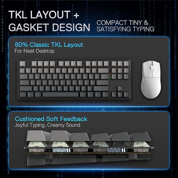 Redragon K707 PRO GB 80% Gasket RGB Gaming Keyboard, 3-Modes Wireless TKL