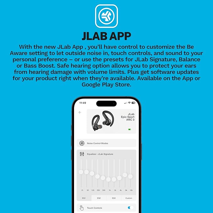 JLab Epic Air Sport ANC 3 True Wireless Bluetooth Earbuds