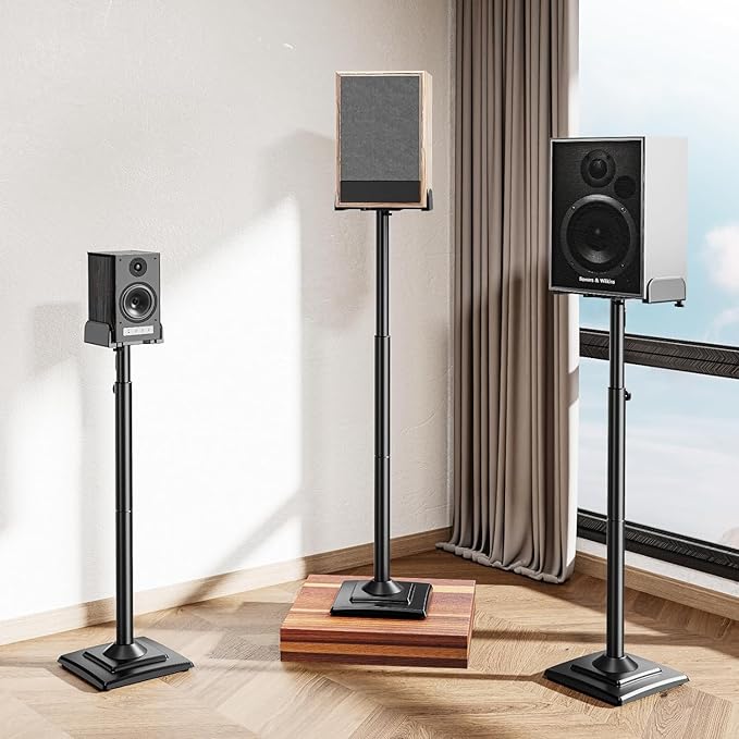 ELIVED Universal Speaker Stands Pair Height Adjustable Max 43.3", Surround