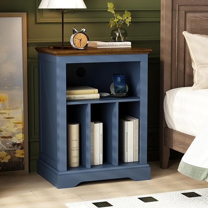 Record Player Stand with Vinyl Record Storage, Large Wood Turntable Stand
