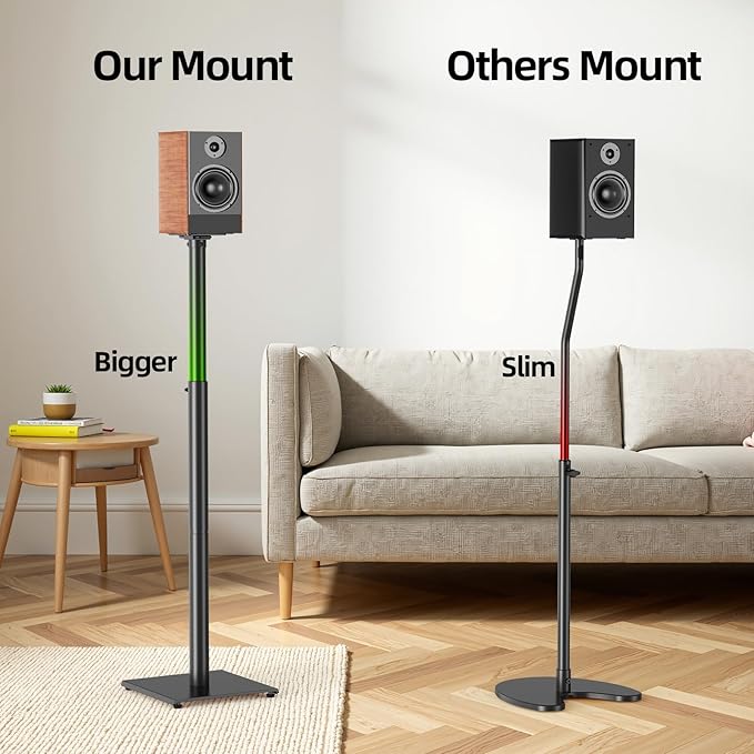 USX MOUNT Bookshelf Speaker Stands Pair, Height Adjustable Extends 32-42 inch