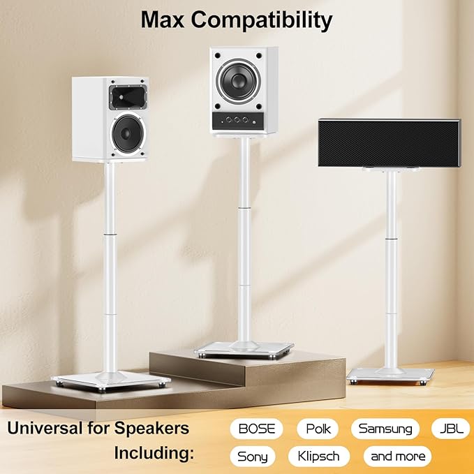 ELIVED Universal Speaker Stands Height Adjustable 28"-37.4", Bookshelf Speaker
