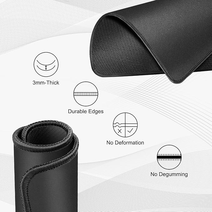 JIKIOU 3 Pack Mouse Pad with Stitched Edge, Comfortable Mouse Pads with