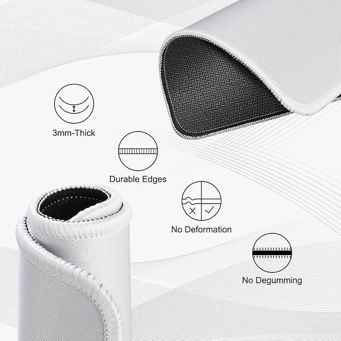 JIKIOU 3 Pack Mouse Pad with Stitched Edge, Comfortable Mouse Pads with