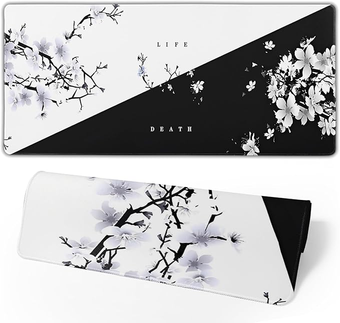 Japanese Life Death Keyboard Mat, Japanese Sakura Pagoda Sun Mouse Pad