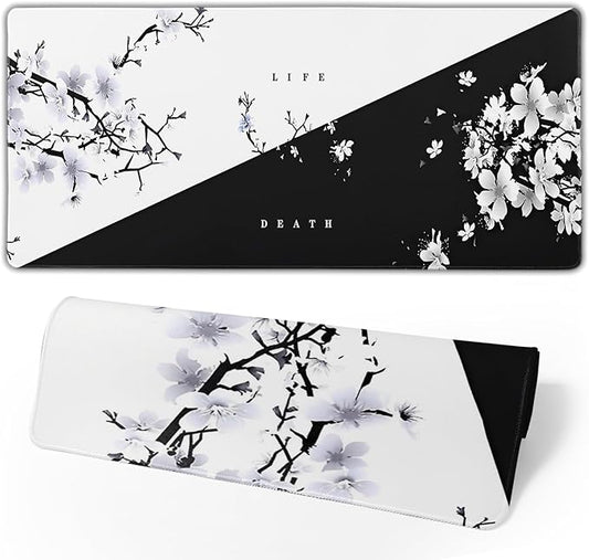 Japanese Life Death Keyboard Mat, Japanese Sakura Pagoda Sun Mouse Pad