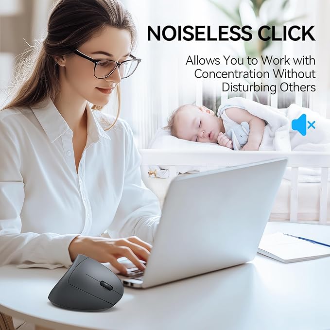 TECKNET Ergonomic Mouse, Wireless Bluetooth Vertical Mouse, 4800 DPI Optical