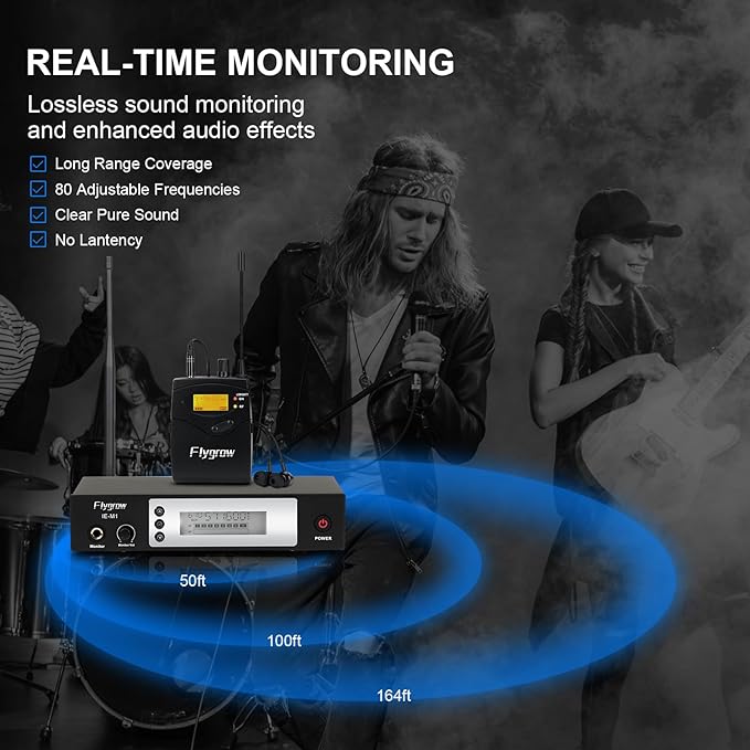 Pro UHF Wireless in Ear Monitor System, Metal IEM Dual Channel Wireless