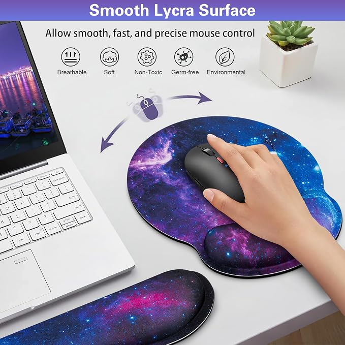 Mouse Pad with Wrist Rest Set, 3-in-1 Wrist Support Mousepad Set, Gaming Mat