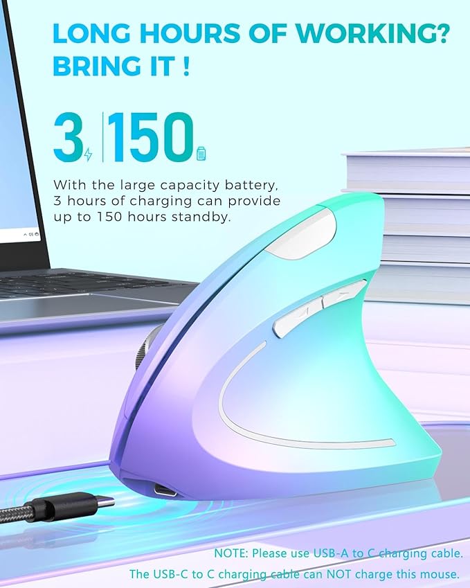 Lekvey Ergonomic Mouse, Vertical Wireless Mouse, Rechargeable 2.4G Optical